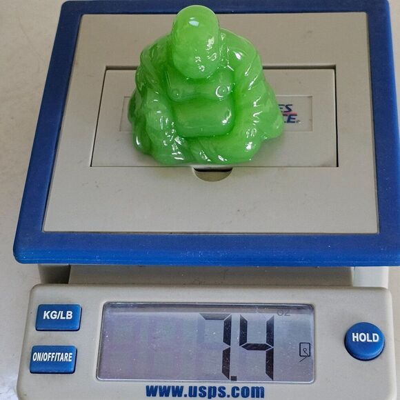Vtg Green Carved Glass Sitting Buddha Figurine Statue Peoples Republic of China - Picture 11 of 13